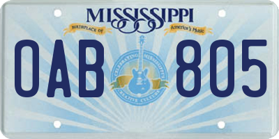 MS license plate OAB805