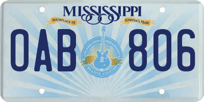 MS license plate OAB806