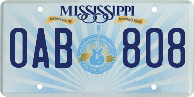 MS license plate OAB808