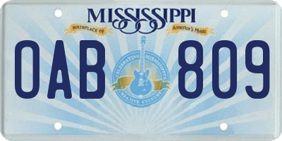 MS license plate OAB809