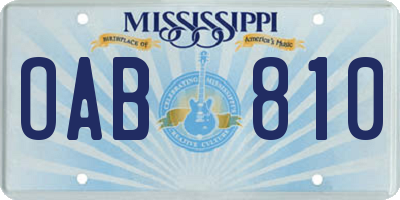 MS license plate OAB810