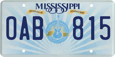 MS license plate OAB815
