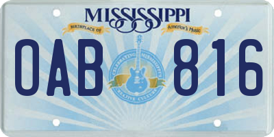 MS license plate OAB816