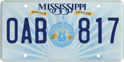 MS license plate OAB817