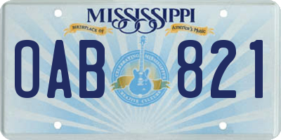 MS license plate OAB821
