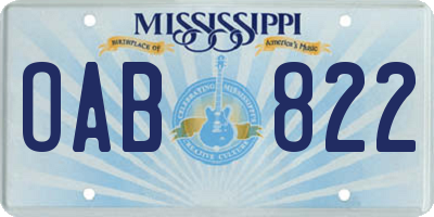 MS license plate OAB822