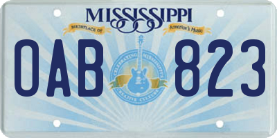 MS license plate OAB823