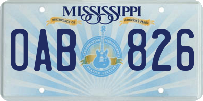 MS license plate OAB826