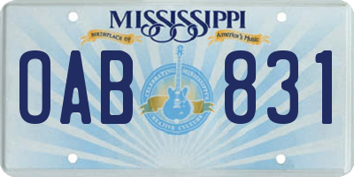 MS license plate OAB831
