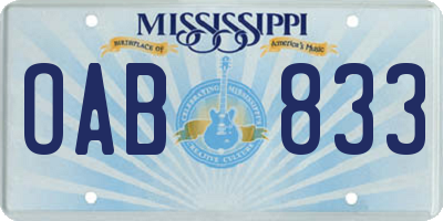 MS license plate OAB833