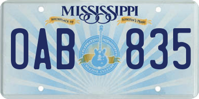 MS license plate OAB835