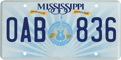 MS license plate OAB836