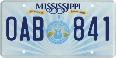 MS license plate OAB841