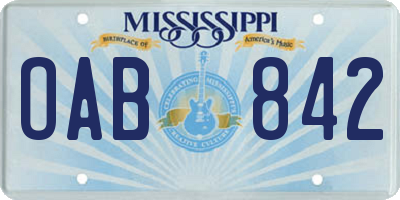 MS license plate OAB842