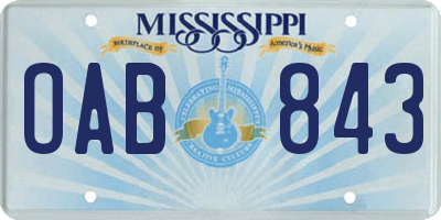 MS license plate OAB843