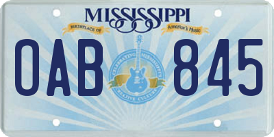 MS license plate OAB845