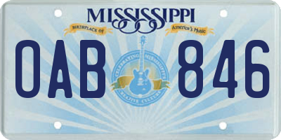 MS license plate OAB846