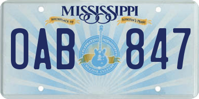 MS license plate OAB847