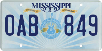 MS license plate OAB849
