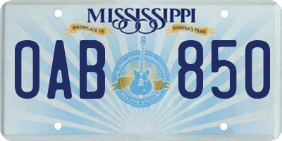 MS license plate OAB850