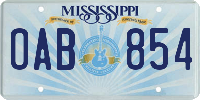 MS license plate OAB854