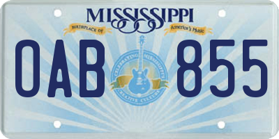 MS license plate OAB855
