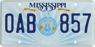 MS license plate OAB857