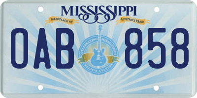 MS license plate OAB858