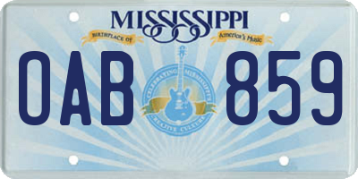 MS license plate OAB859