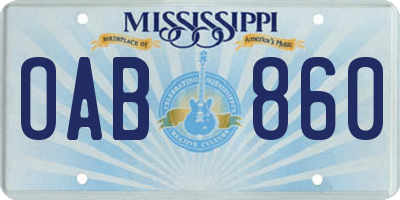 MS license plate OAB860