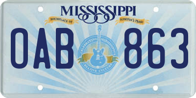 MS license plate OAB863