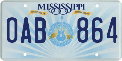 MS license plate OAB864