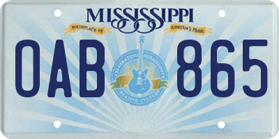 MS license plate OAB865