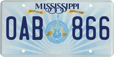 MS license plate OAB866