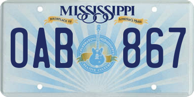 MS license plate OAB867