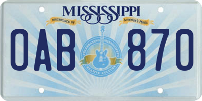 MS license plate OAB870
