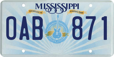 MS license plate OAB871
