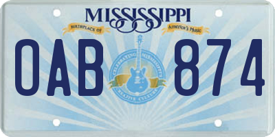 MS license plate OAB874