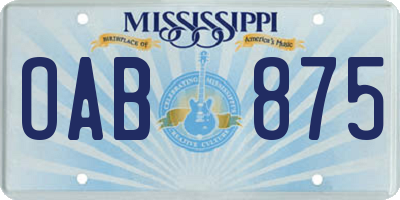 MS license plate OAB875