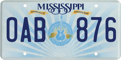 MS license plate OAB876