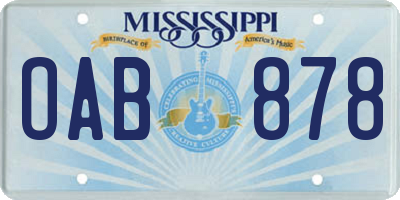 MS license plate OAB878