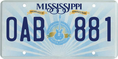 MS license plate OAB881