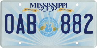 MS license plate OAB882
