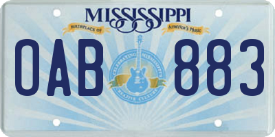 MS license plate OAB883