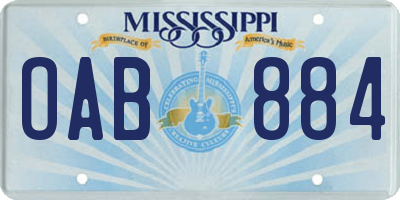 MS license plate OAB884