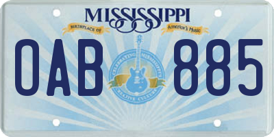 MS license plate OAB885
