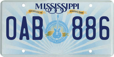 MS license plate OAB886