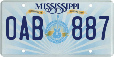 MS license plate OAB887