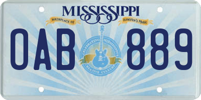 MS license plate OAB889