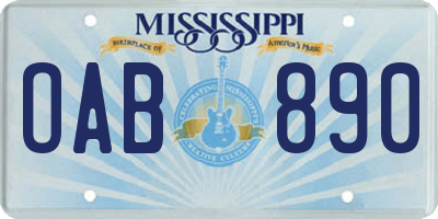 MS license plate OAB890
